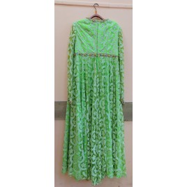 Платье женское(зелёное в цветочек), концертное народное
